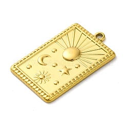 イオンプレーティング（IP）304ステンレスペンダント  太陽と星と月のチャームが付いた長方形  18KGP本金メッキ  27.5x18x2mm  穴：1.6mm&nbsp;X-STAS-K293-03G