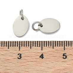 304ステンレススチールチャーム  空白タグのスタンプ  オーバル  ステンレス鋼色  10x7x1mm  丸カン：5x1ミリ  3mm内径&nbsp;STAS-B124-01A-P