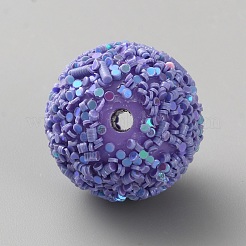 不透明なアクリルグリッタービーズ  ラウンド  ミディアムスレートブルー  20~20.5x18.5~19.5mm  穴：2.5mm&nbsp;FIND-CJC0010-111A-14