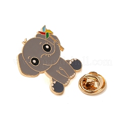 動物エナメルピン  バックパックの服のための黄金の合金のブローチ  象  26x25.5x2mm&nbsp;JEWB-H023-02G-05