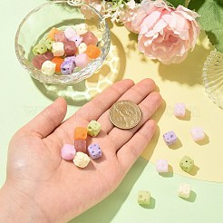 不透明＆透明樹脂ビーズ6色36個  模造食品  チーズキューブ  ミックスカラー  9.5x9.5x9.5mm  穴：1.5mm  6個/カラー&nbsp;RESI-CJ0005-53
