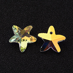 ヒトデ/海の星 ファセット K9 ガラス チャーム  模造オーストリアのクリスタル  透明  14.5x15x7mm  穴：1mm&nbsp;EGLA-O006-07