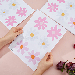 6個のPVCウォールステッカー  花  ピンク  286x212x0.3mm&nbsp;DIY-WH0591-338