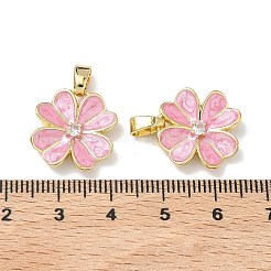 真鍮製エナメルペンダント  花のチャーム  18KGP本金メッキ  17x16x3mm  穴：4.5x2.5mm&nbsp;KK-C165-03G