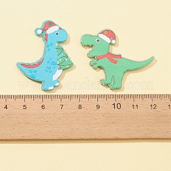 4個4スタイルプリント不透明アクリルパーツ  キラキラのスパンコール付き  クリスマスのために  クリスマスツリー/帽子/ギフトボックスチャーム付き恐竜  ミックスカラー  36~40x33~42x2~2.5mm  穴：1.6~1.8mm  1個/スタイル&nbsp;MACR-FS0001-55