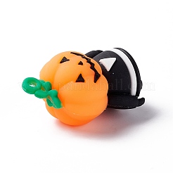 ハロウィーンのテーマのPVCペンダント  DIYキーチェーン作成用  カボチャを持つ人間  オレンジ  44x30x25mm  穴：3mm&nbsp;KY-C008-02