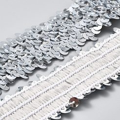 ポリエステル&プラスチック製のパイレットビーズ  スパンコールビーズ  装飾アクセサリー  グレー  35~38mm  約5ヤード/カード&nbsp;OCOR-WH0086-62B