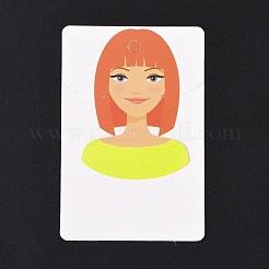 紙のピアスディスプレイカード  イヤリングホルダーカード  女の子の模様と長方形  サンゴ  9x6x0.03cm  穴：5mmと1mm&nbsp;DIY-B061-04B