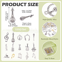 1 セットのチベットスタイル合金ペンダント  音符と楽器  ミックスカラー  19~32x6~18x1~7mm  穴：1.4~2mm&nbsp;FIND-TA0006-72