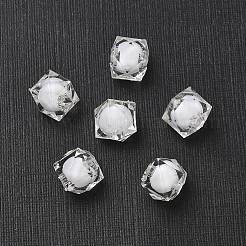 透明なアクリルビーズ  二層ビーズ  多面カットキューブ  透明  8x7x7mm  穴：2mm  約2000個/500g&nbsp;TACR-S112-8mm-01