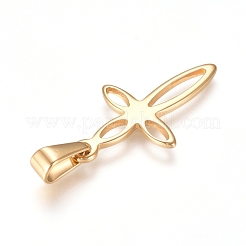 304ステンレスペンダント  クロス  ゴールドカラー  28x16x1.5mm  穴：8x3mm&nbsp;STAS-L210-30G