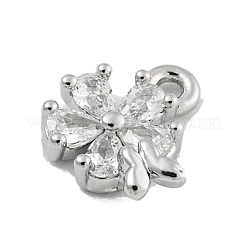 真鍮マイクロパヴェクリアキュービックジルコニアペンダント  花  プラチナ  9x8.4x2.6mm  穴：1.2mm&nbsp;LS-KK-U015-10P