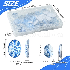 40個 2スタイル 花柄 オーナメント ガラス 楕円形 フラットバック カボション  ミックスカラー  18~25x13~18x4~6mm  40個/セット&nbsp;GGLA-FS0001-10