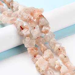 生の粗い合成ストロベリークォーツビーズ連売り  ナゲット  4~11x4.5~14.5x4.5~14.5mm  穴：0.8mm  約41~43個/連  15.35~15.94''（39~40.5センチメートル）&nbsp;G-B065-C23