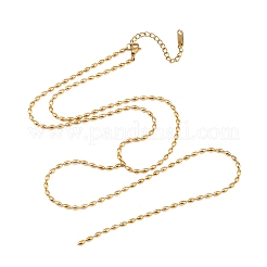 304ステンレススチール製オーバルボールチェーンYネックレス（女性用）  イオンプレーティング（ip）  カドミウムフリー＆ニッケルフリー＆鉛フリー  ゴールドカラー  15.87インチ（40.3cm）&nbsp;NJEW-Z104-02G