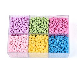650-700g6色不透明アクリルビーズ  ハート  ミックスカラー  8x8.5x5.5mm  穴：3mm&nbsp;OACR-T029-82M