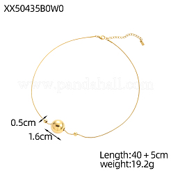 304ステンレススチールペンダントネックレス  ラウンド  イオンプレーティング（ip）  18KGP本金メッキ  17.72インチ（45cm）&nbsp;STAS-OY016-74G