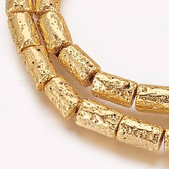 電気メッキされた天然溶岩岩ビーズ連売り  長持ちメッキ  コラム  黄金メッキ  6~6.5x8.5~10mm  穴：1.2mm  約40個/連  14.96インチ（38cm）&nbsp;G-P400-03G