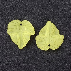 秋のテーマ透明なつや消しアクリルパーツ  カエデの葉  芝生の緑  24x22.5x3mm  穴：1mm&nbsp;X-PAF002Y-17