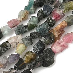 天然のマルチカラートルマリンビーズ連売り  ナゲット  7~12x4~10x3~8mm  穴：1mm  約46~52個/連  15.35~15.94''（39~40.5センチメートル）&nbsp;G-M453-C09