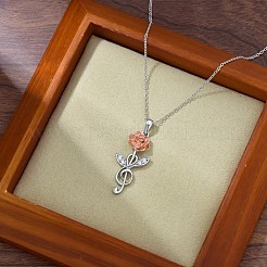 合金ペンダントネックレス  花と音符  プラチナ  17.72インチ（45cm）&nbsp;PW-WG22255-01