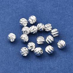真鍮ビーズ  長持ちメッキ  スパイラルラウンド  ニッケルフリー  925銀メッキ  4.5mm  穴：2mm&nbsp;KK-B147-02D-S