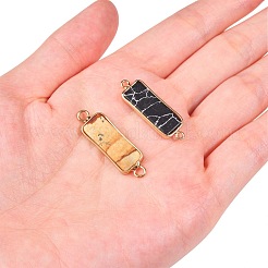 9 個 9 スタイルの宝石用原石リンクコネクター  明るい金色の真鍮のパーツと  長方形  27~30x10x2.5mm  穴：2.5mm  1個/スタイル&nbsp;G-SZ0001-09LG