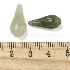 天然ネフライト翡翠/和田翡翠ペンダント  花のチャーム  18x7.5x7mm  穴：1mm&nbsp;G-H036-03
