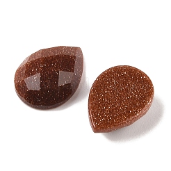 合成ゴールドストーン金砂石カボション  ティアドロップ  多面カット  18x13x5mm&nbsp;G-C146-04F