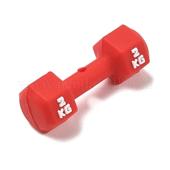 ジム器具をテーマにしたシリコン製フォーカルビーズ  2kgダンベル  レッド  37x13.5x12mm  穴：3mm&nbsp;SL-CBAE849-03B