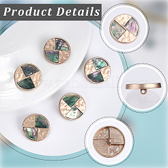 シェル合金ボタン12個  1穴  フラットラウンド  ゴールドカラー  24.5x8mm  穴：2mm&nbsp;DIY-CY0001-42G