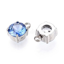 ガラスチャーム  フラットラウンド  304ステンレス鋼  多面カット  ミックスカラー  8.5x6x4mm  穴：1.6mm&nbsp;X-STAS-T065-31P