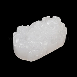 天然の白翡翠の彫刻ペンダント  十二支のチャーム  ドラゴン  35~37.5x22.5~24.5x8~12mm  穴：1.6~1.8mm&nbsp;G-S384-01E