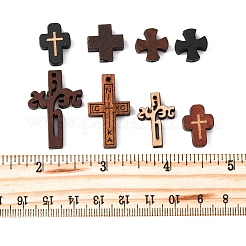40個 8スタイル 天然木ペンダント&ビーズセット  染め  クロス  ミックスカラー  13~30x13~17x4~5mm  穴：1.2~1.8mm  5個/スタイル&nbsp;WOOD-FS0001-46