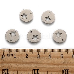 変色しにくい304ステンレススチールのフラットラウンドチャーム  ステンレス鋼色  12x1mm  穴：1.5mm&nbsp;STAS-R063-03