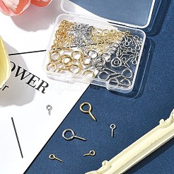 100個 6スタイル 304ステンレススチール スクリューアイピン ペグベイル  片穴パーツ用  ゴールデン·ステンレス鋼色  8~17x4~8.5x1~1.5mm  穴：2~5.5mm  ピン：1mm&nbsp;FIND-FS0002-85