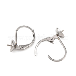 304ステンレススチールフレンチフックピアス金具  片穴パーツ用  ステンレス鋼色  17.5x10x6mm&nbsp;STAS-G385-04P