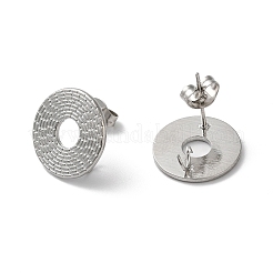 変色しない304ステンレススタッドピアス金具  垂直ループ付き  ドーナツ  ステンレス鋼色  14mm  穴：2.7mm  ピン：0.5mm&nbsp;STAS-M314-01H-P