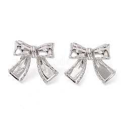 ちょう結び真鍮スタッドピアス  長持ちメッキ  鉛フリー＆カドミウムフリー  プラチナ  17x20.5mm&nbsp;EJEW-M245-11P