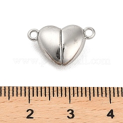 変色しない304ステンレススチール製マグネット留め具  ハート  ステンレス鋼色  16x23x9mm  穴：1.5mm&nbsp;STAS-K265-01B-P