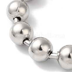 変色しない304ステンレススチールビーズボールチェーンブレスレット女性用  ステンレス鋼色  7-1/2インチ（19cm）  10mm&nbsp;BJEW-B092-01C-P