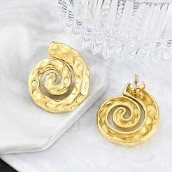 女性用304ステンレススチールスタッドピアス  スパイラル  ゴールドカラー  29x26mm&nbsp;STAS-Z111-12G