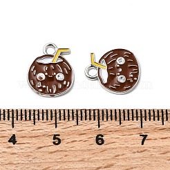 ココナッツウォーター合金チャーム  エナメル  ラックめっき  カドミウムフリー＆ニッケルフリー＆鉛フリー  プラチナ  13x11x1.5mm  穴：1.2mm&nbsp;FIND-C075-01P