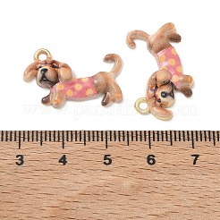 スプレープリント合金エナメルチャーム  犬の形のチャーム  ラックめっき  ゴールドカラー  砂茶色  15x24x4mm  穴：1.8mm&nbsp;ENAM-K076-41G-04