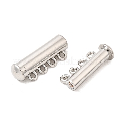真鍮スライドロッククラスプ  マグネチック  コラム  1連  4穴  プラチナ  2mm  穴：24.5x11x6.5mm&nbsp;DIY-F910-01B-P