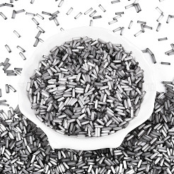 ガラス竹ビーズ  模造キャットアイ  銀  6.5~7x1.5~2mm  穴：0.8~1mm  約1515個/50g&nbsp;X-SEED-N007-28A