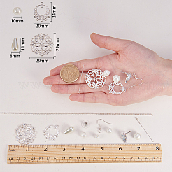 DIYのイヤリング作り  環境に優しい染めガラスパール付き  ガラスパールビーズ  真鍮製のピアスキャッチのイヤリングの背中とイヤリングのフック  ミックスカラー  13.5x7x3cm&nbsp;DIY-SC0004-95