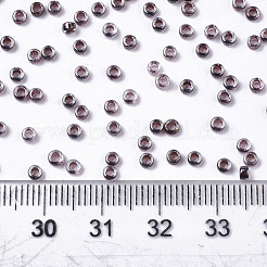 ガラスシードビーズ  機械刺繍に適合  透明インサイドカラー  ラウンド  ココナッツブラウン  2.5x1.5mm  穴：1mm  約2222個/50g&nbsp;X-SEED-S042-07A-01