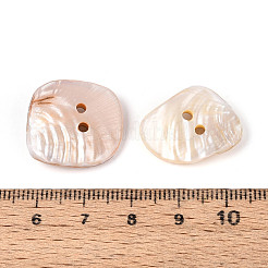 天然淡水シェルボタン  ナゲット  2穴  貝殻色  16~21x17~22x5~7mm  穴：2mm&nbsp;BSHE-T014-25