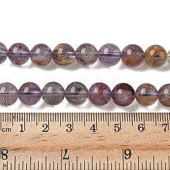天然の紫色のファントムクォーツ、紫色のロドライトクォーツビーズ連売り  ラウンド  10mm  穴：1mm  約20個/連  7.40インチ（18.8cm）&nbsp;G-S333-10mm-030-01